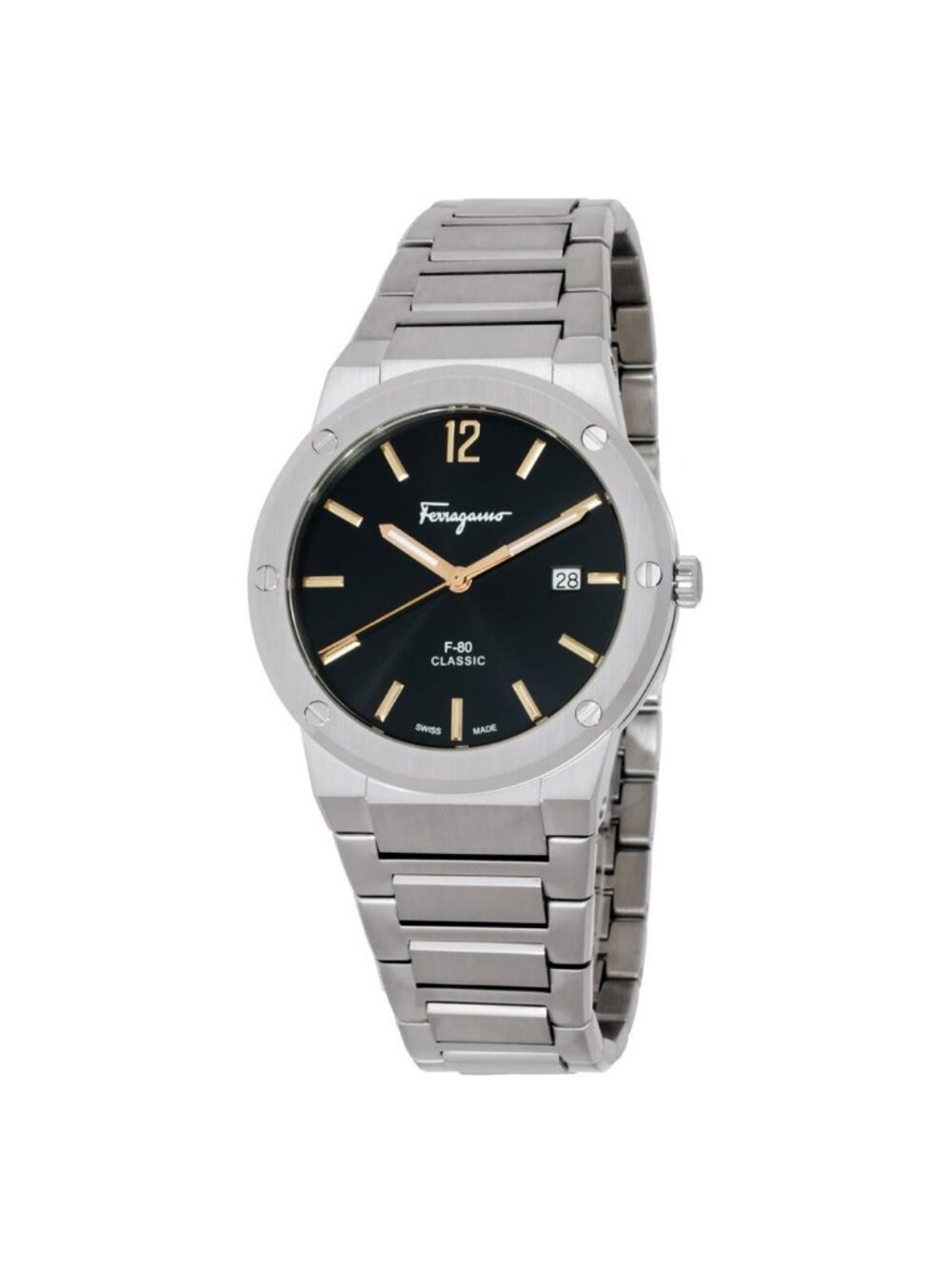 NWT Ferragamo F-80 Classic Quartz Black Dial Men's Watch